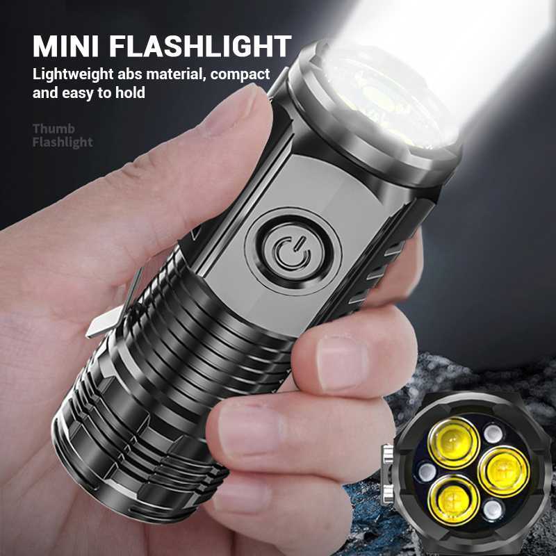 3 Core LED Mini Tactical Flashlight Rechargeable High Power LED Torch